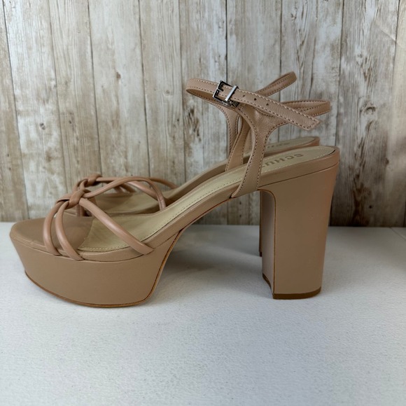 Schutz Kelsie Womens‎ Platform Sandal 10B Nude Knotted Tubular Strap Block Heel - Picture 10 of 11